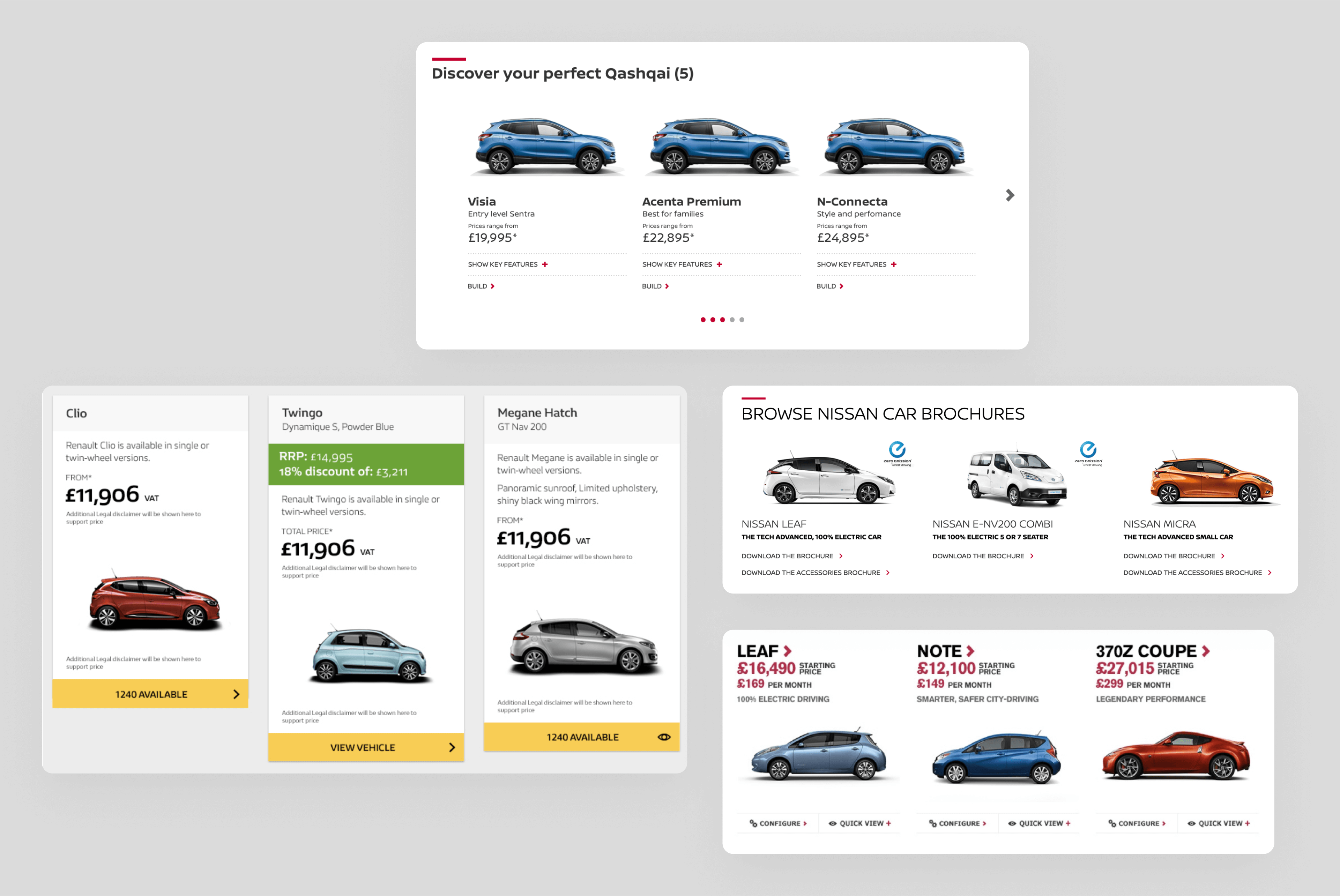 Fragmented product card components found across the site.