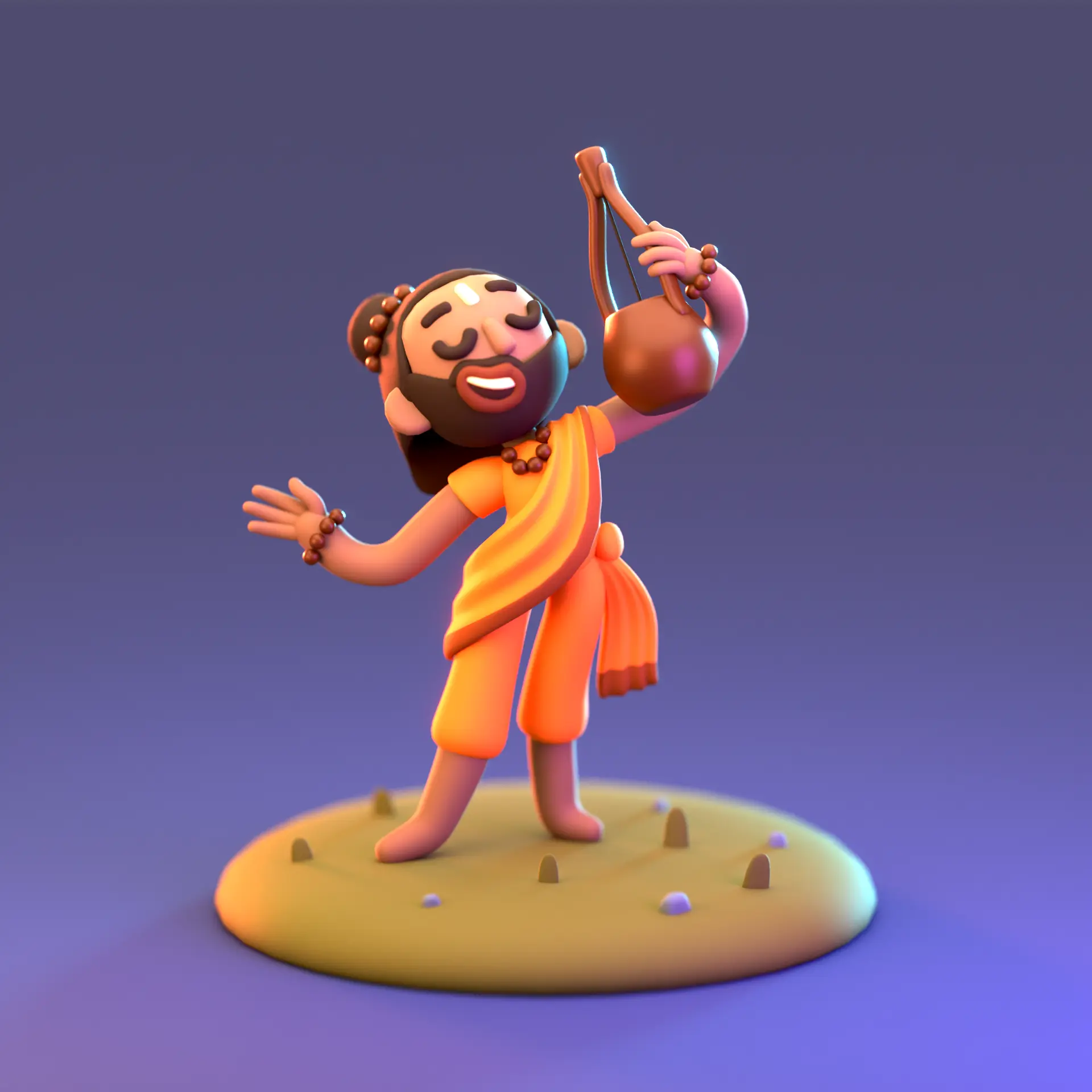 3D illustration of a Baul singer