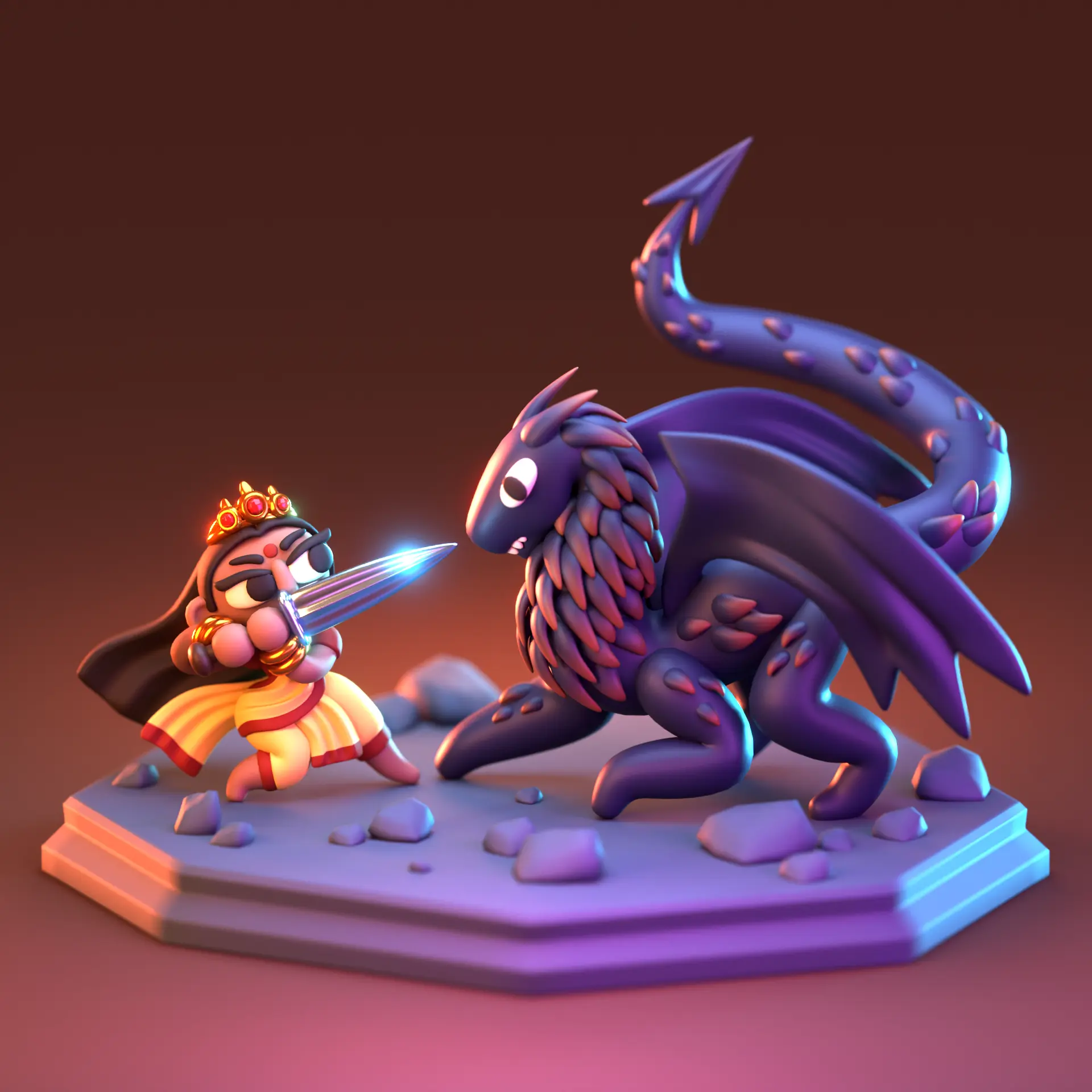 3D illustration of a damsel character